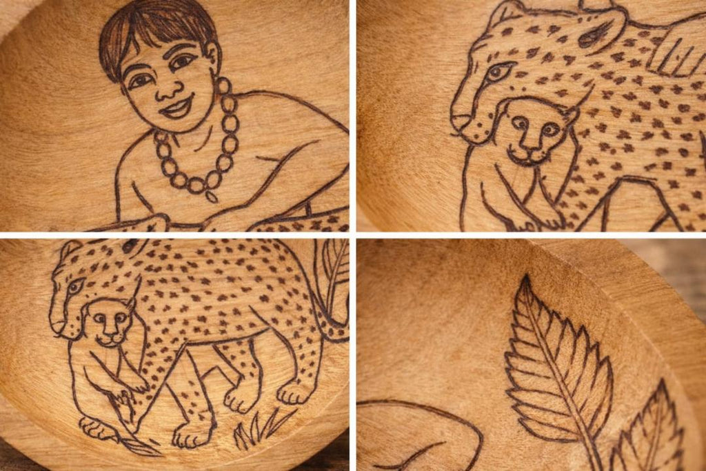 Plate with jaguar graffiti.