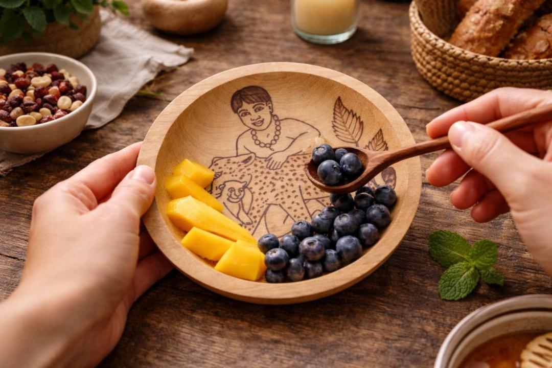 Plate with jaguar graffiti.