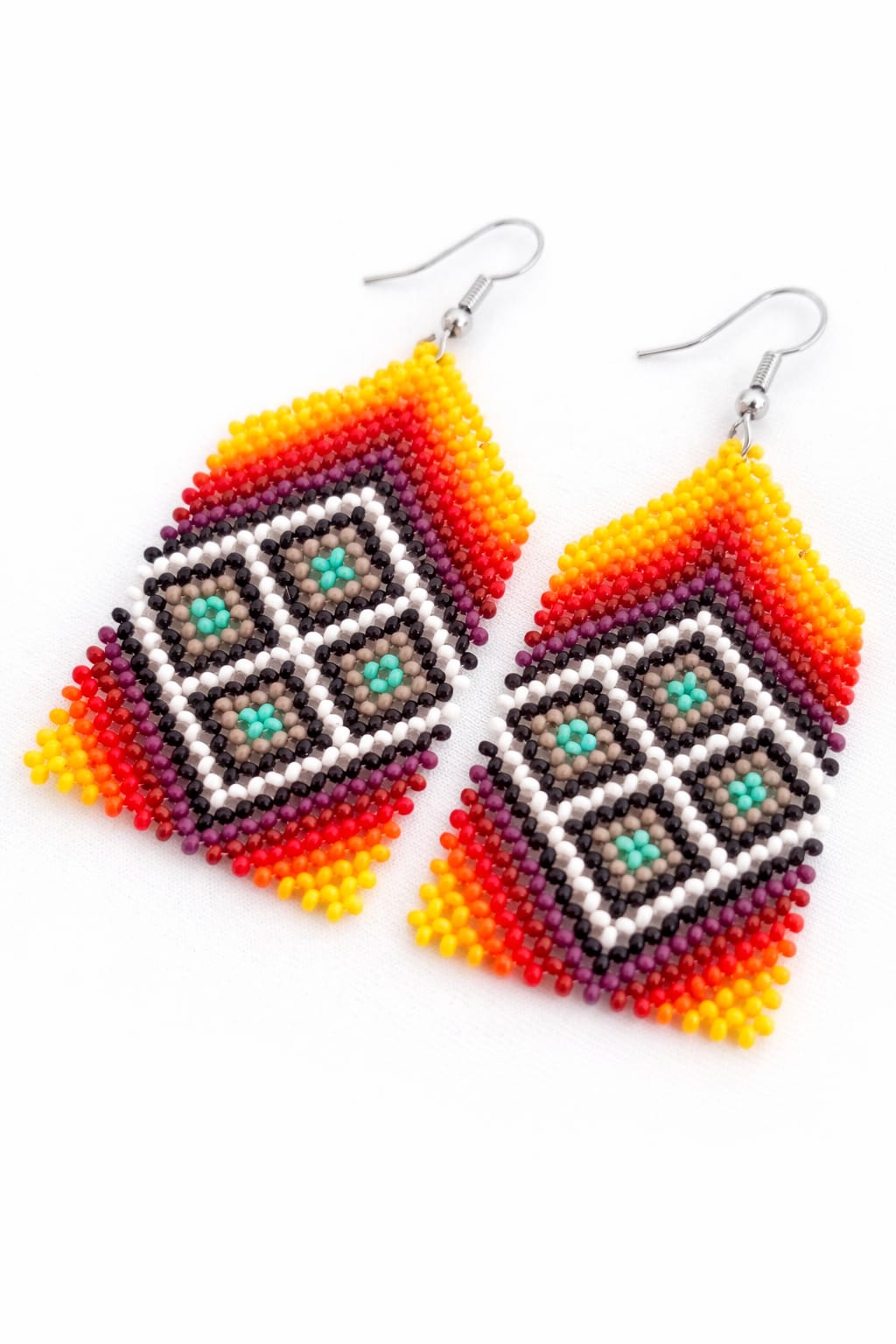 BRAZILIAN BEADED DIAMONDDROP EARRINGS