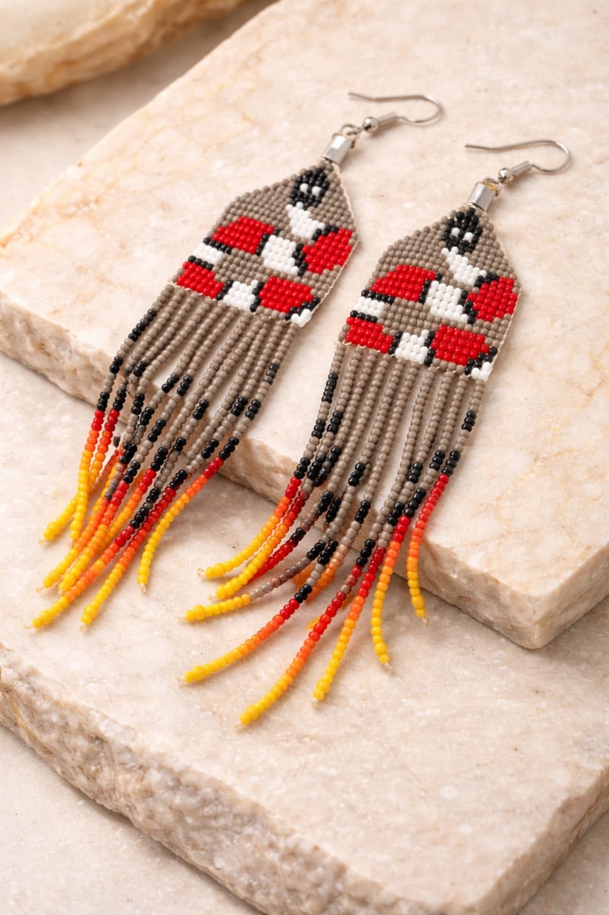 Brazilian Geometric Fringe Beaded Earrings