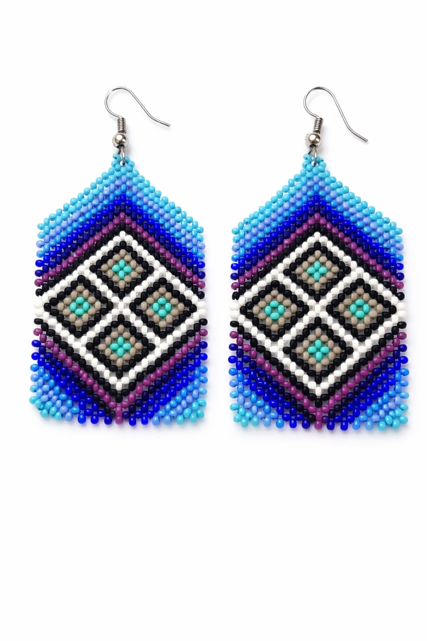 BRAZILIAN BLUE DIAMOD BEADED EARRINGS