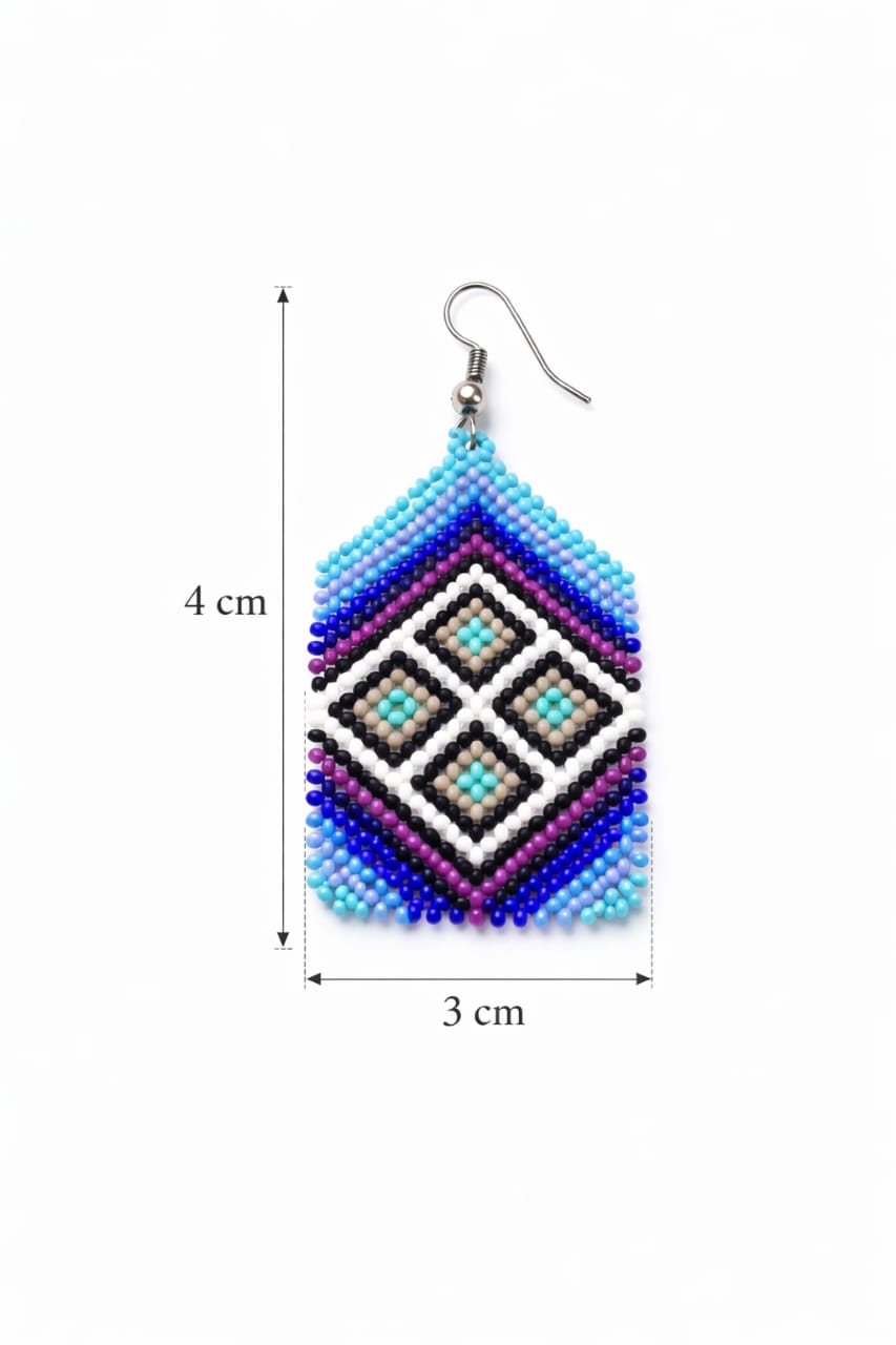 BRAZILIAN BLUE DIAMOD BEADED EARRINGS