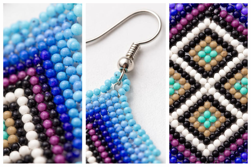 BRAZILIAN BLUE DIAMOD BEADED EARRINGS