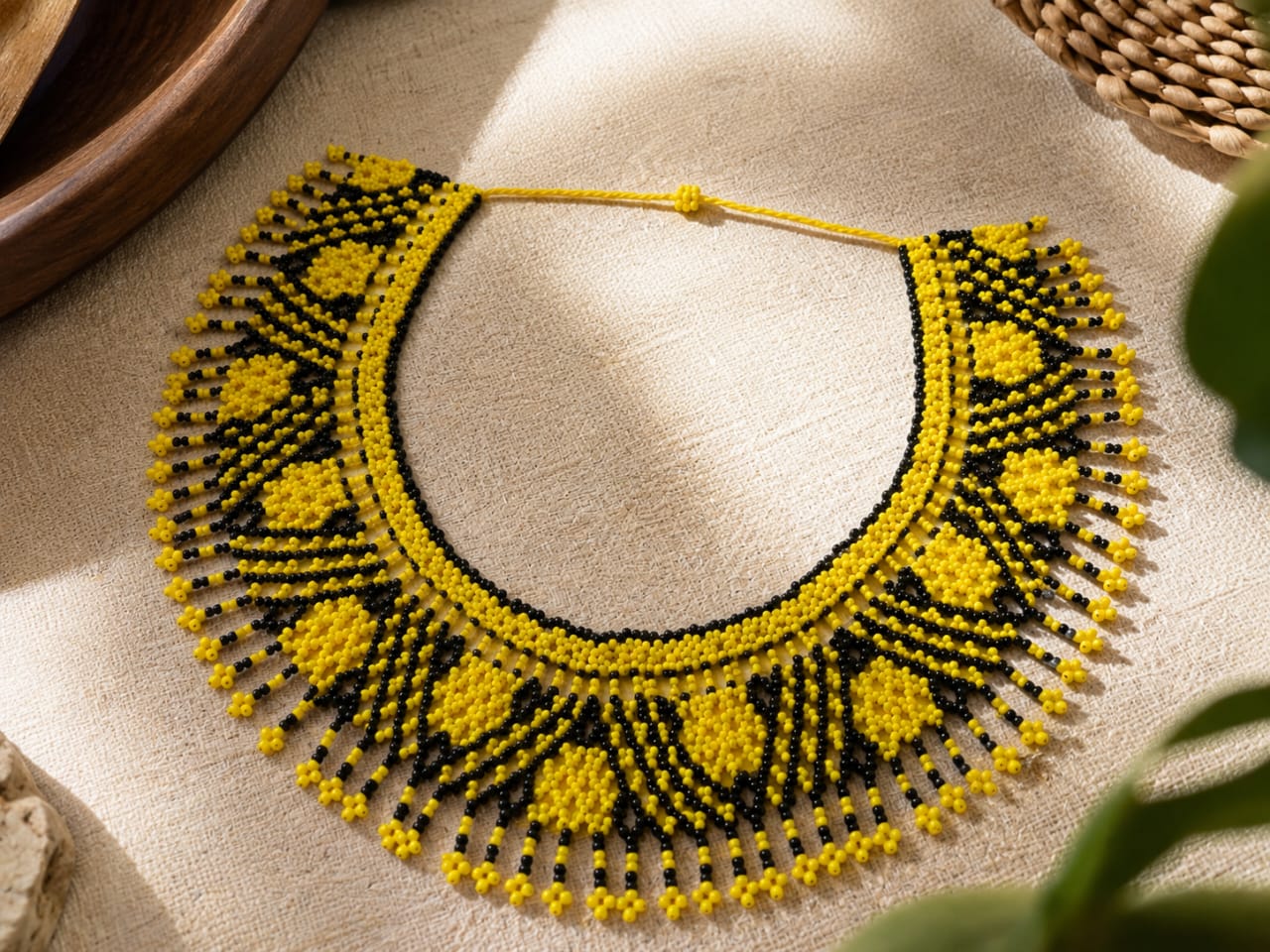 BRAZILIAN BEADED GOLDEN EARTH NECKECE