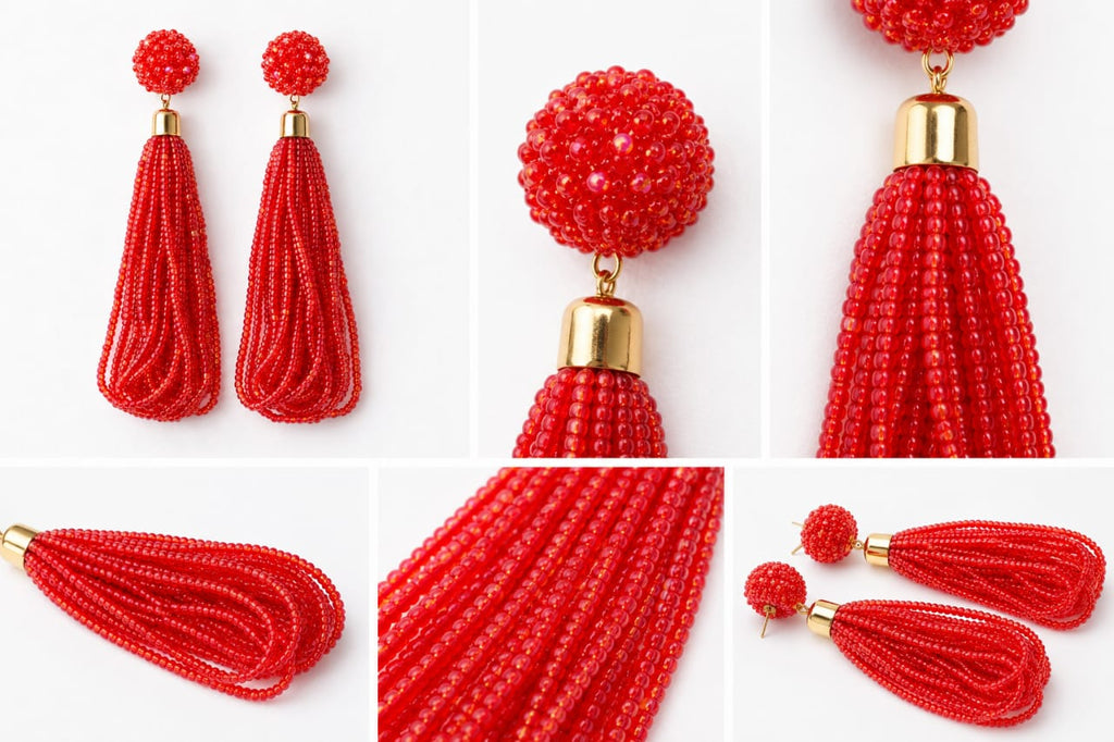 BRAZILIAN ROSE CASCANDE BEADEDERRINGS