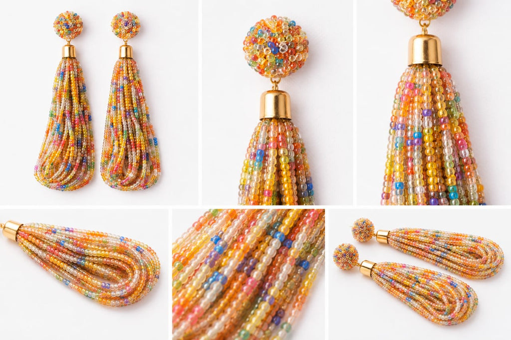 Brazilian Multicolor Cascade Beaded Earrings