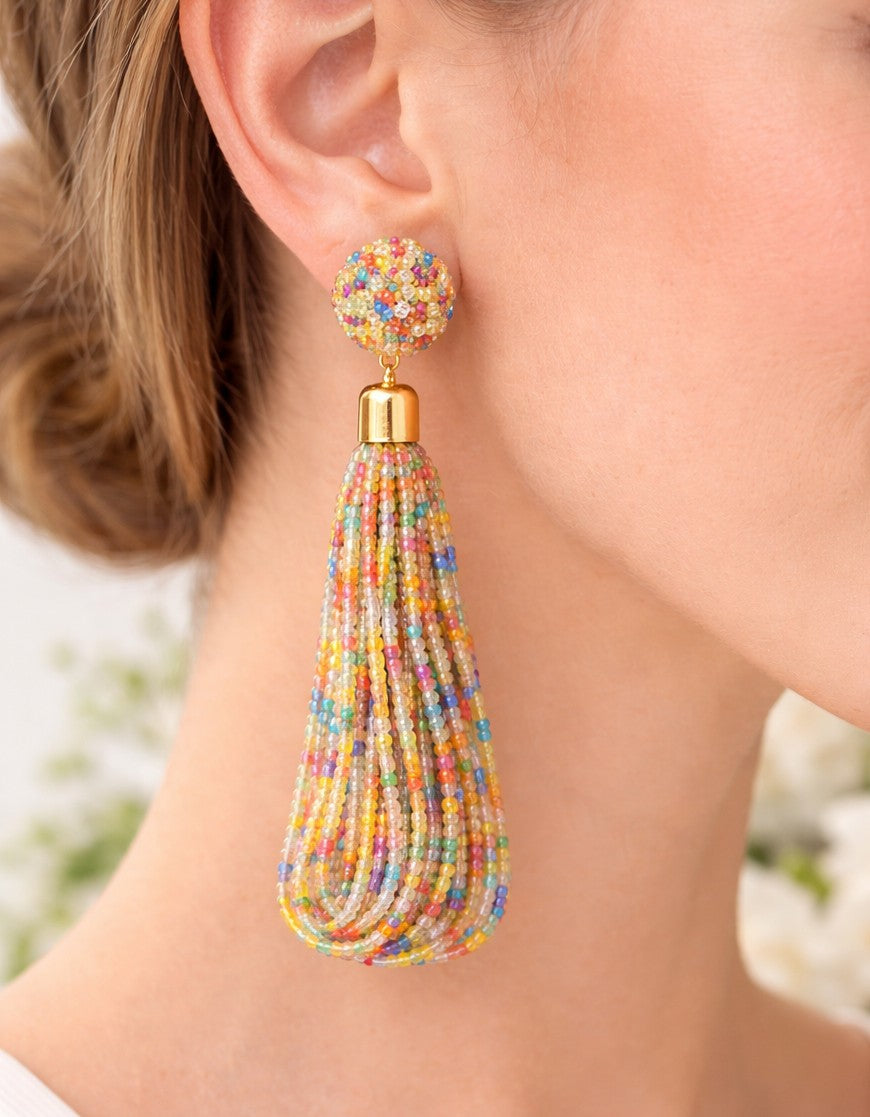 Brazilian Multicolor Cascade Beaded Earrings