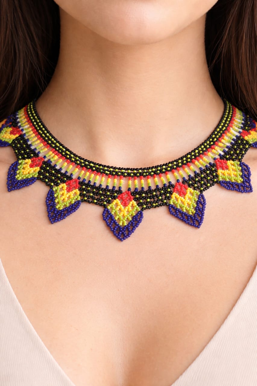 Brazilian Mosaic Beaded Statement Necklace