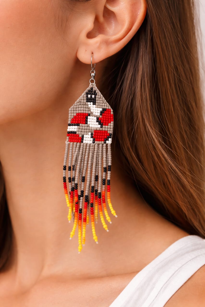 Brazilian Geometric Fringe Beaded Earrings