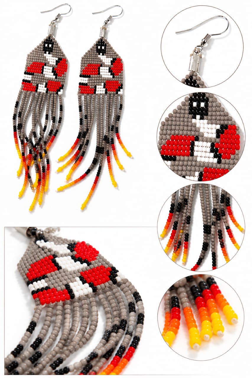 Brazilian Geometric Fringe Beaded Earrings