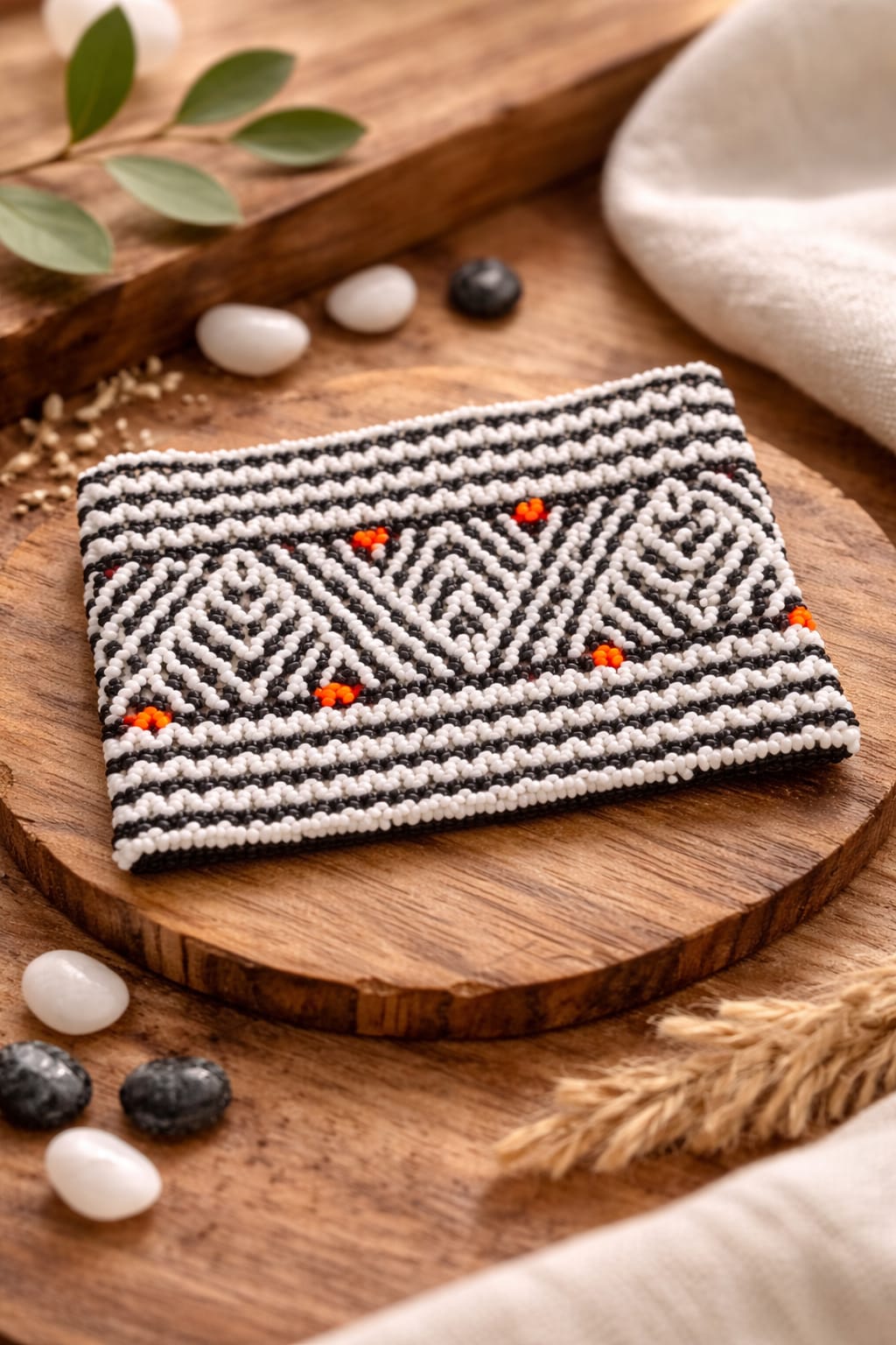 Brazilian Black & White Geometric Beaded Bracelet