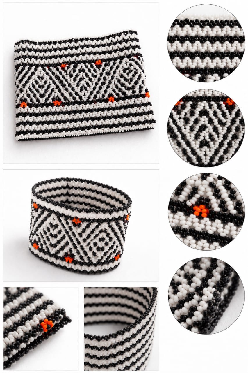 Brazilian Black & White Geometric Beaded Bracelet