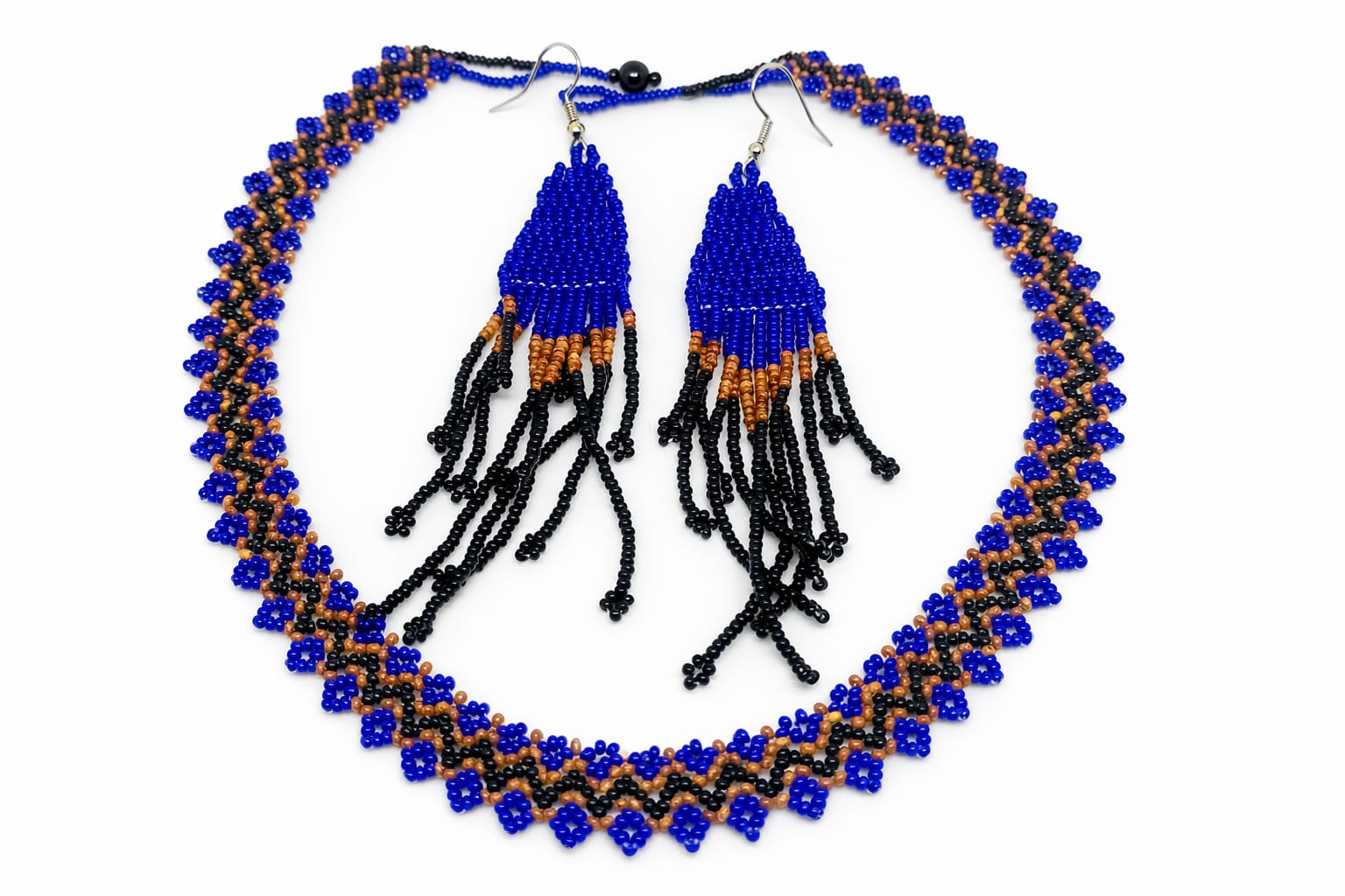 Brazilian Cobalt Blue Beaded Jewelry Set