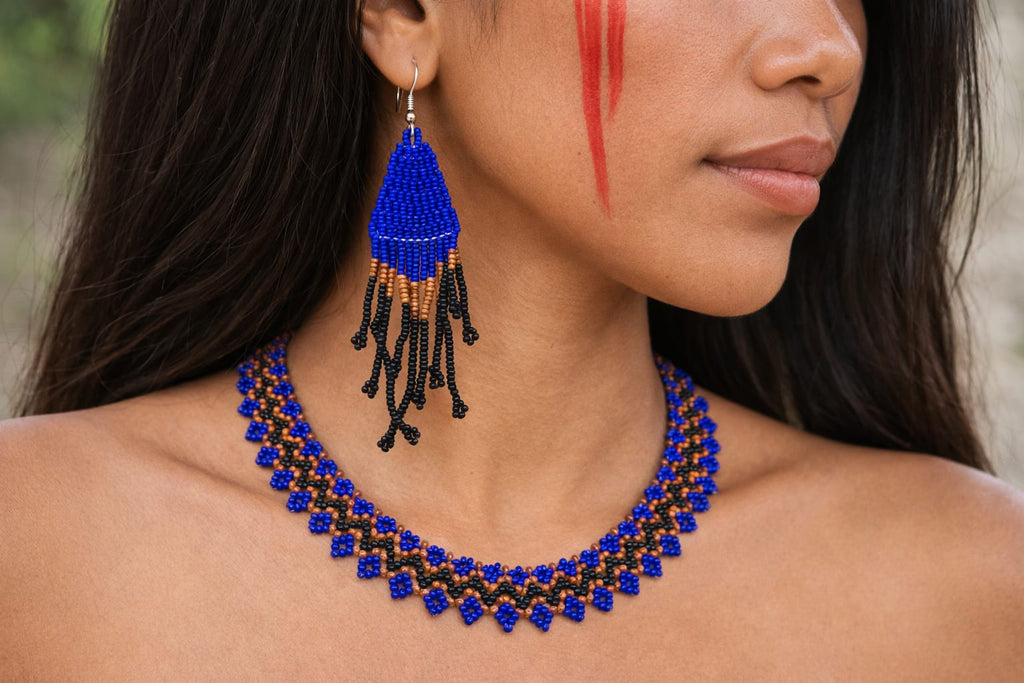 Brazilian Cobalt Blue Beaded Jewelry Set