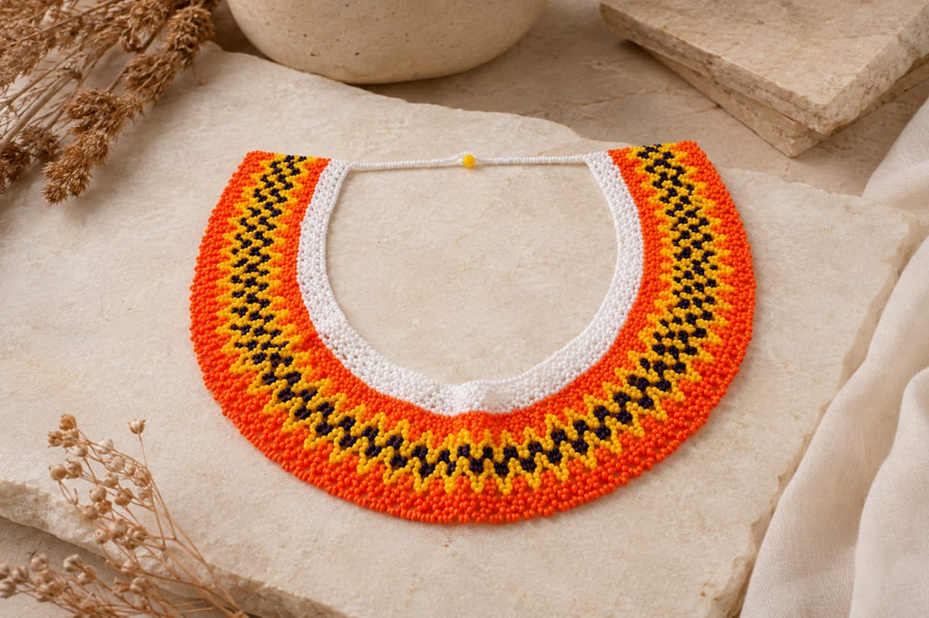 Brazilian Sunset Beaded Statement Necklace