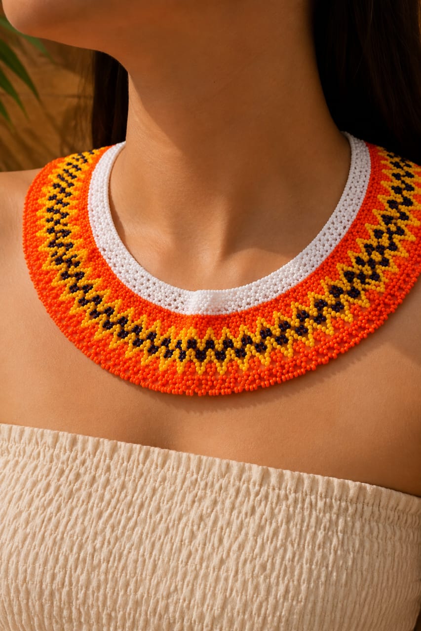 Brazilian Sunset Beaded Statement Necklace