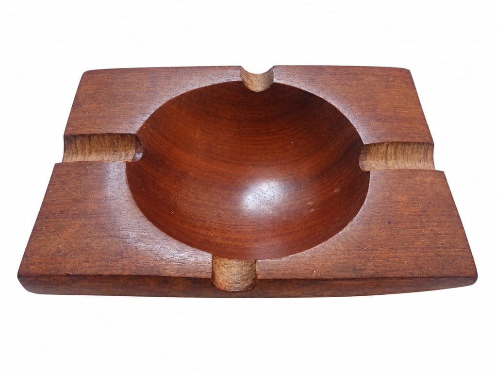 Brazilian Sculptural Square Wooden Ashtray