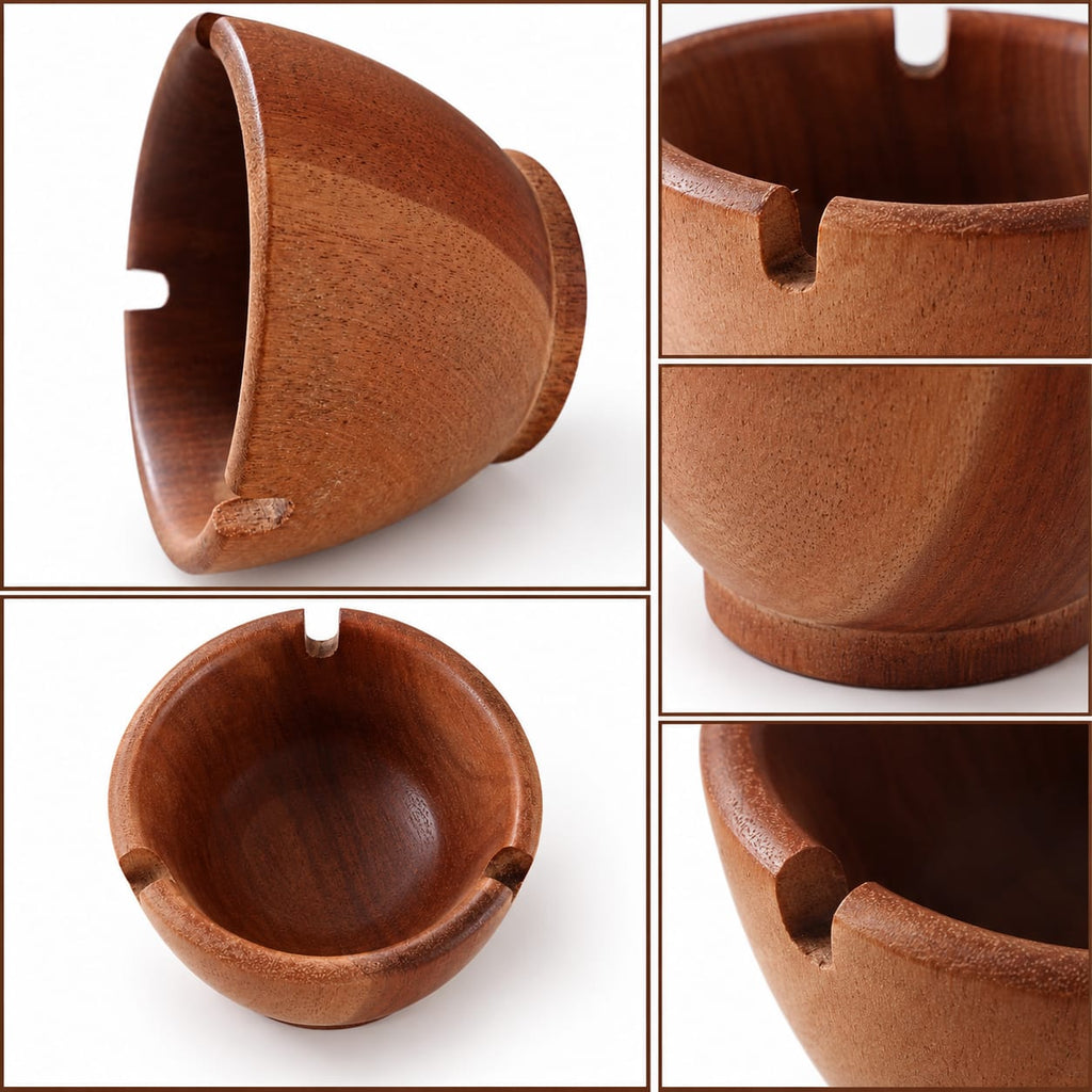Brazilian Hand-Carved Wooden Ashtray